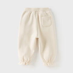 Dave&Bella Toddler Girls Winter Cozy Plush-lined Drawstring Thermal Knit Pants