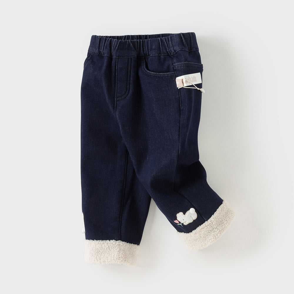 Dave&Bella Toddler Girls Sweet Denim Blue Straight Leg Long Jeans Pants
