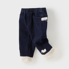 Dave&Bella Toddler Girls Winter Sweet Denim Blue Straight Leg Long Jeans Pants