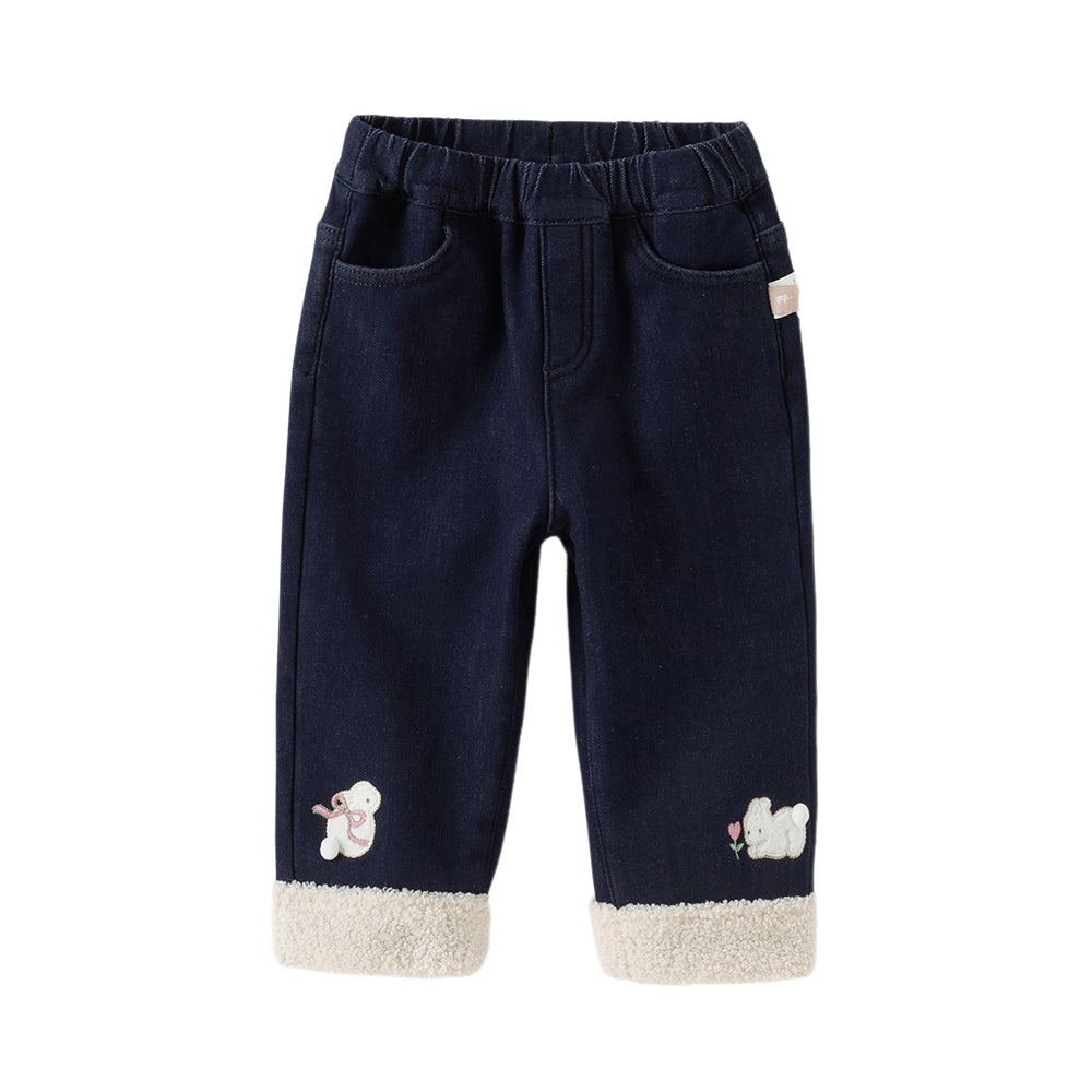 Dave&Bella Toddler Girls Winter Sweet Denim Blue Straight Leg Long Jeans Pants