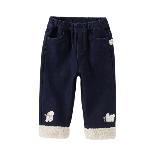 Dave&Bella Toddler Girls Winter Sweet Denim Blue Straight Leg Long Jeans Pants