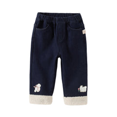 Dave&Bella Toddler Girls Winter Sweet Denim Blue Straight Leg Long Jeans Pants