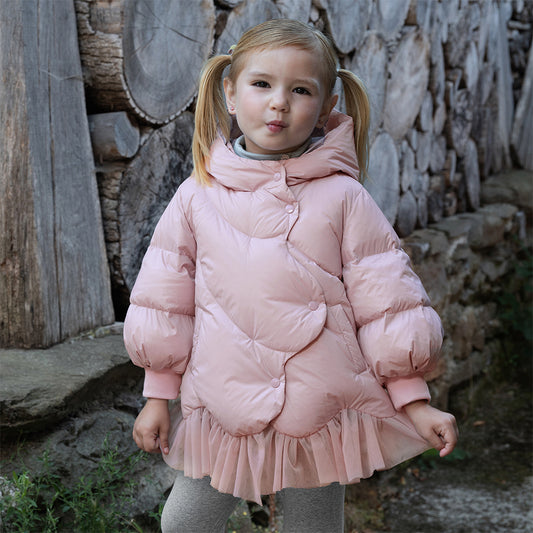 Dave&Bella Toddler Girls Winter Adorable Grey Purple Outwear Hooded Down Coats