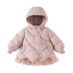 Dave&Bella Toddler Girls Winter Adorable Grey Purple Outwear Hooded Down Coats