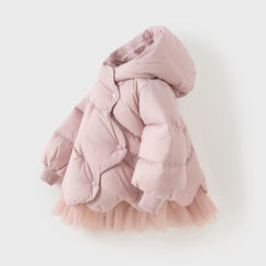 Dave&Bella Toddler Girls Winter Adorable Grey Purple Outwear Hooded Down Coats