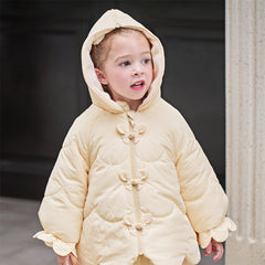 Dave&Bella Toddler Girls Cute Yellow Butterfly-Style Shawl-Collar Hooded Padded Coats