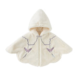 Dave&Bella Toddler Girls Cute Beige Plush-lined Hooded Capes