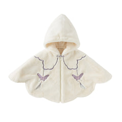 Dave&Bella Toddler Girls Winter Cute Beige Plush-lined Hooded Capes