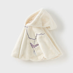 Dave&Bella Toddler Girls Winter Cute Beige Plush-lined Hooded Capes