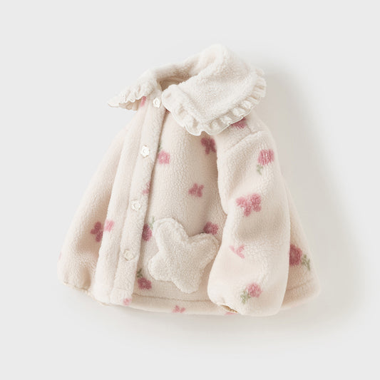 Dave&Bella Toddler Girls Pretty Floral Print Outwear Soft Plush Jackets