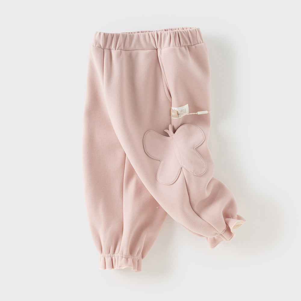 Dave&Bella Toddler Girls Sweet Pink/Grey Outdoor Casual Drawstring Sweatpants