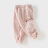 Dave&Bella Toddler Girls Sweet Pink/Grey Outdoor Casual Drawstring Sweatpants