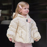 Dave&Bella Toddler Girls Winter Sweet Beige Outdoor Lightweight Hooded Warm Down Coats