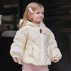 Dave&Bella Toddler Girls Winter Sweet Beige Outdoor Lightweight Hooded Warm Down Coats