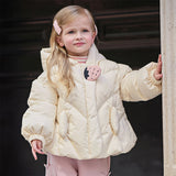 Dave&Bella Toddler Girls Winter Sweet Beige Outdoor Lightweight Hooded Warm Down Coats