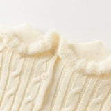 Dave&Bella Kids Girls Lovely Beige/Purple Padded Sweaters