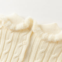Dave&Bella Kids Girls Autumn Lovely Beige/Purple Padded Sweaters Tops