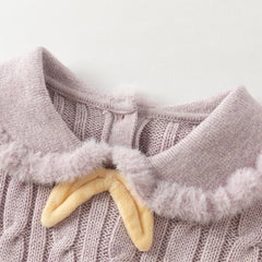 Dave&Bella Kids Girls Autumn Lovely Beige/Purple Padded Sweaters Tops
