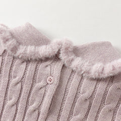 Dave&Bella Kids Girls Autumn Lovely Beige/Purple Padded Sweaters Tops
