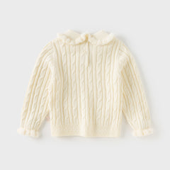 Dave&Bella Kids Girls Autumn Lovely Beige/Purple Padded Sweaters Tops