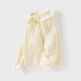 Dave&Bella Kids Girls Lovely Beige/Purple Padded Sweaters