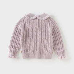 Dave&Bella Kids Girls Autumn Lovely Beige/Purple Padded Sweaters Tops
