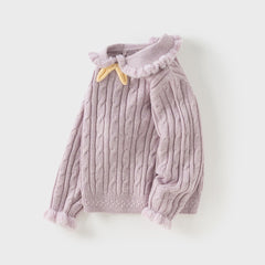 Dave&Bella Kids Girls Autumn Lovely Beige/Purple Padded Sweaters Tops