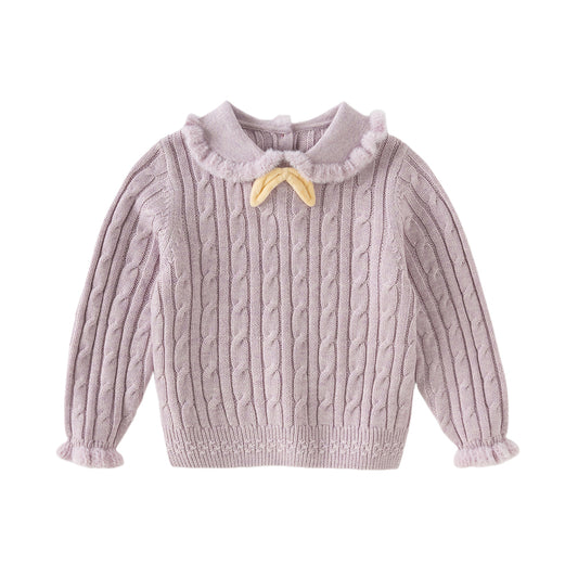 Dave&Bella Kids Girls Autumn Lovely Beige/Purple Padded Sweaters Tops