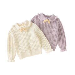 Dave&Bella Kids Girls Autumn Lovely Beige/Purple Padded Sweaters Tops