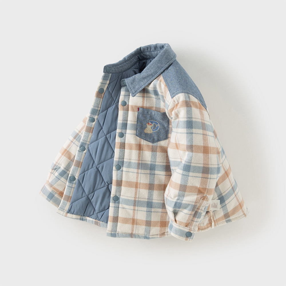 Dave&Bella Toddler Boys Classic Plaid Padded Shirts Tops