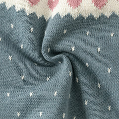 Dave&Bella Kids Girls Grey Blue Long-sleeved Versatile Pullover Sweaters Tops