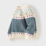 Dave&Bella Kids Girls Grey Blue Long-sleeved Versatile Pullover Sweaters Tops