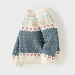 Dave&Bella Kids Girls Grey Blue Long-sleeved Versatile Pullover Sweaters Tops