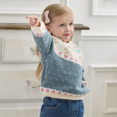 Dave&Bella Kids Girls Grey Blue Long-sleeved Versatile Pullover Sweaters Tops