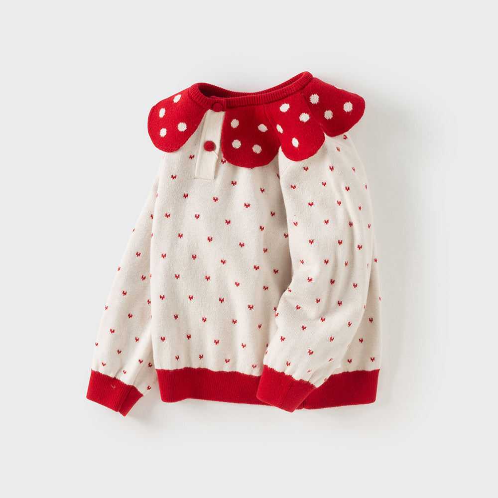 Dave&Bella Toddler Girls Elegance Beige Pullover Knit Sweater Tops