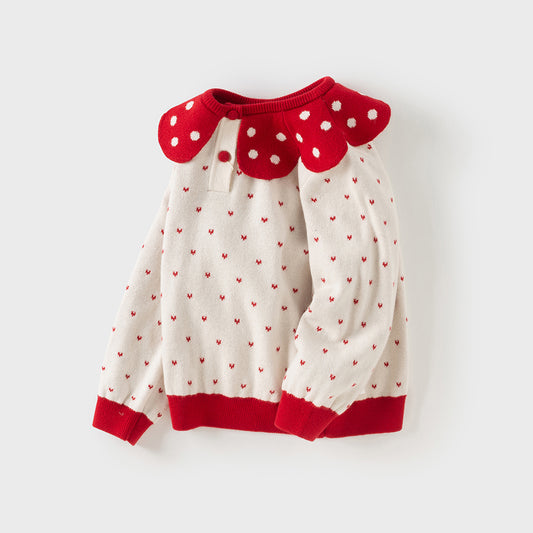 Dave&Bella Toddler Girls Autumn Elegance Beige Pullover Knit Sweaters Tops