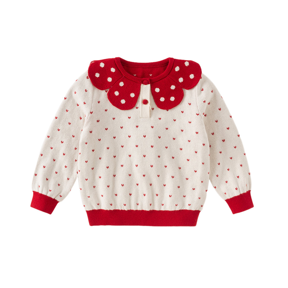 Dave&Bella Toddler Girls Autumn Elegance Beige Pullover Knit Sweaters Tops