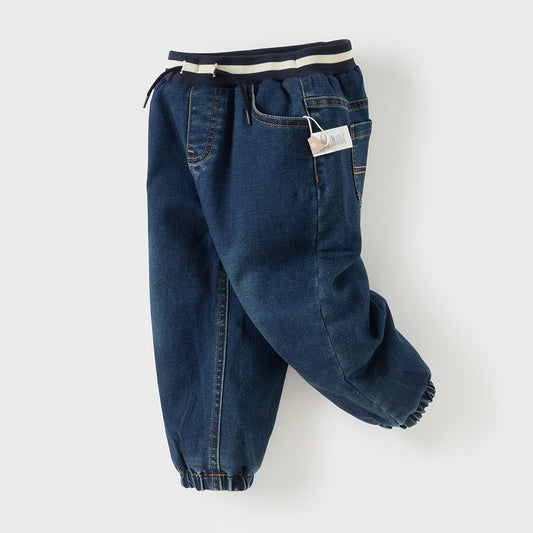 Dave&Bella Toddler Boys Denim Blue Outdoor Warm Padded Pants