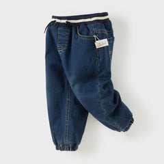 Dave&Bella Toddler Boys Denim Blue Outdoor Warm Padded Pants