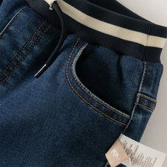 Dave&Bella Toddler Boys Denim Blue Outdoor Warm Padded Pants