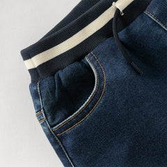 Dave&Bella Toddler Boys Denim Blue Outdoor Warm Padded Pants