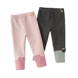 Dave&Bella Toddler Girls Versatile Candy Pink/Grey Soft Plush-lined Leggings Pants