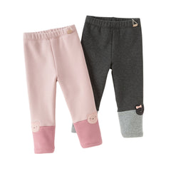 Dave&Bella Toddler Gilrs Versatile Candy Pink/Grey Soft Plush-lined Leggings Pants