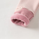 Dave&Bella Toddler Girls Versatile Candy Pink/Grey Soft Plush-lined Leggings Pants
