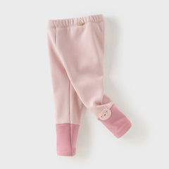 Dave&Bella Toddler Gilrs Versatile Candy Pink/Grey Soft Plush-lined Leggings Pants