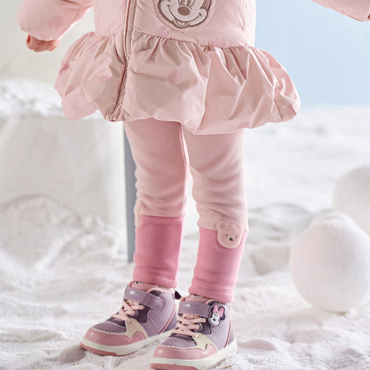 Dave&Bella Toddler Gilrs Versatile Candy Pink/Grey Soft Plush-lined Leggings Pants