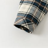Dave&Bella Toddler Boys Blue Plaid Outwear Fleece-lined Hooded Padded Coats