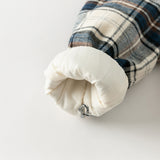 Dave&Bella Toddler Boys Blue Plaid Outwear Fleece-lined Hooded Padded Coats