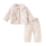 Dave&Bella Toddler Girls Cute Pink Swan Print Indoor Plush Pajamas