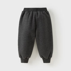 Dave&Bella Toddler Girls Winter Casual Plush-lined Drawstring Loose Sweatpants